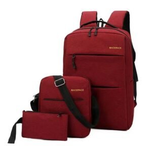 3-in-1 Multi-Use School and Business Backpack with USB Port – Red