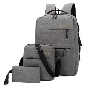 3-in-1 Multi-Functional School and Business Backpack with USB Port – Grey