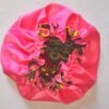 African Print & Purple Satin Hair Bonnet - Double-Layered - Image 2