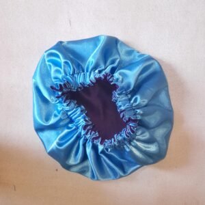 Double-Layered Satin Hair Bonnet - Sea Blue & Purple